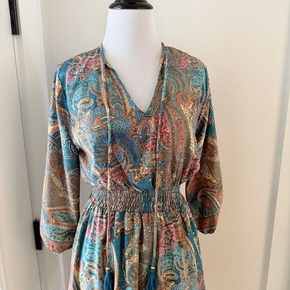 Paani Anthropologie Block Print Short Swing Mini Dress Size Small 2 4 - Picture 3 of 12